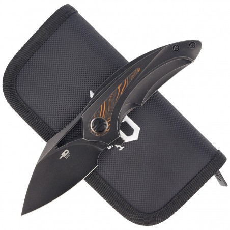 Nóż składany Bestech Nuke Black Titanium/Black Orange G10, Black Stonewashed M390 by Kombou (BT2107E)