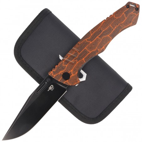 Nóż składany Bestech Keen II Black-Orange G10/Titanium, Black Stonewashed CPM S35VN by Koens Craft (BT2301F)