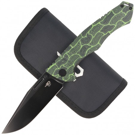 Nóż składany Bestech Keen II Black-Green G10/Titanium, Black Stonewashed CPM S35VN by Koens Craft (BT2301E)