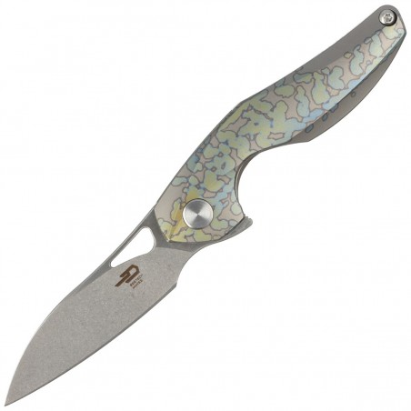 Nóż składany Bestech The Reticulan Grey/Colorful Titanium, Stonewashed/Satin CPM S35VN by Elijah Isham (BT1810E)