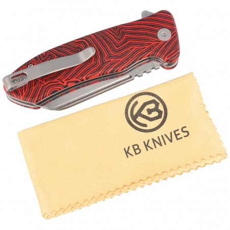 Nóż składany Kubey Creon Red/Black G10, Damascus (KU336B)