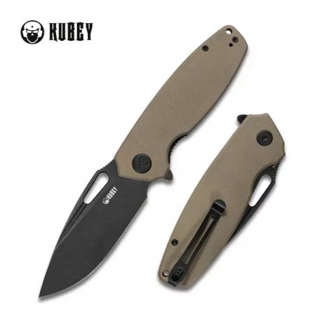 Nóż składany Kubey Tityus Tan G10, Dark Stonewashed D2 (KU322D)