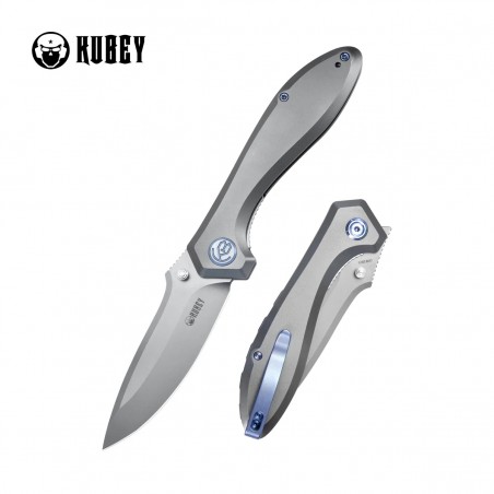 Nóż składany Kubey Ruckus Gray Titanium, Beadblasted CPM 20CV by Sherif Manganas (KB314Q)